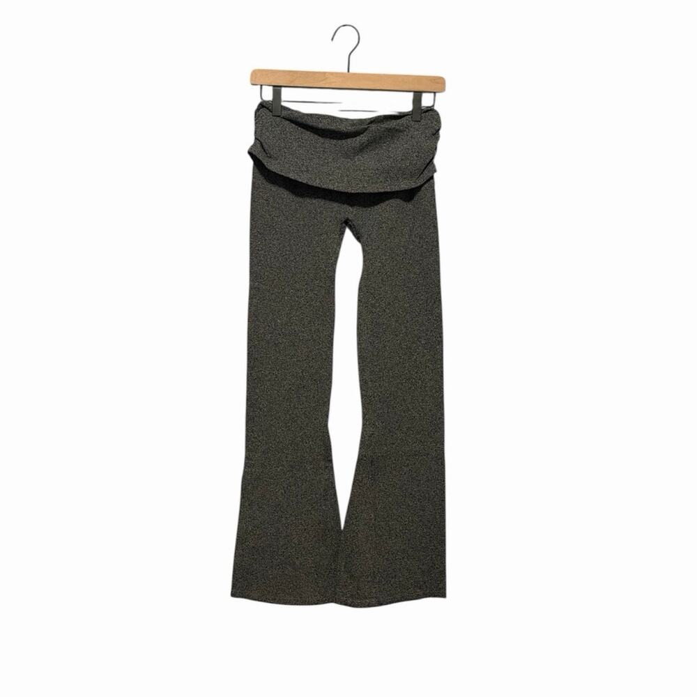 OQQ Grey Fold Over Waist Flare Leggings Yoga Pants Sz Large